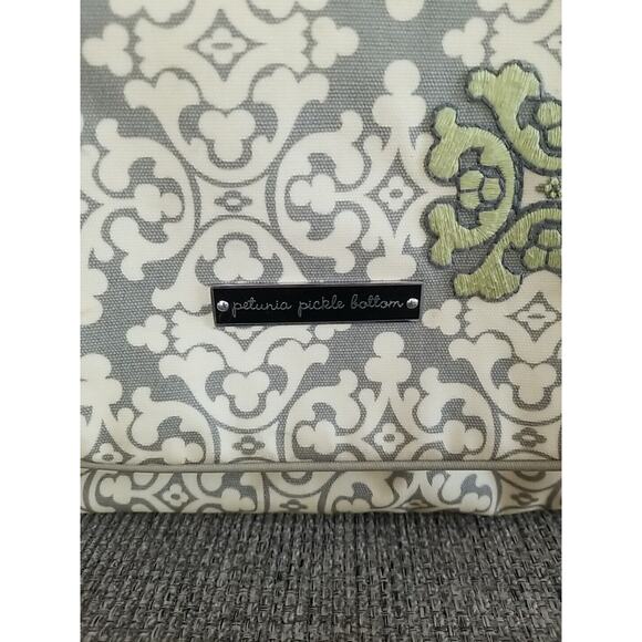 Petunia Pickle Bottom Backpack Shoulder Diaper‎ Bag Gray Light Yellow Green - Picture 3 of 16